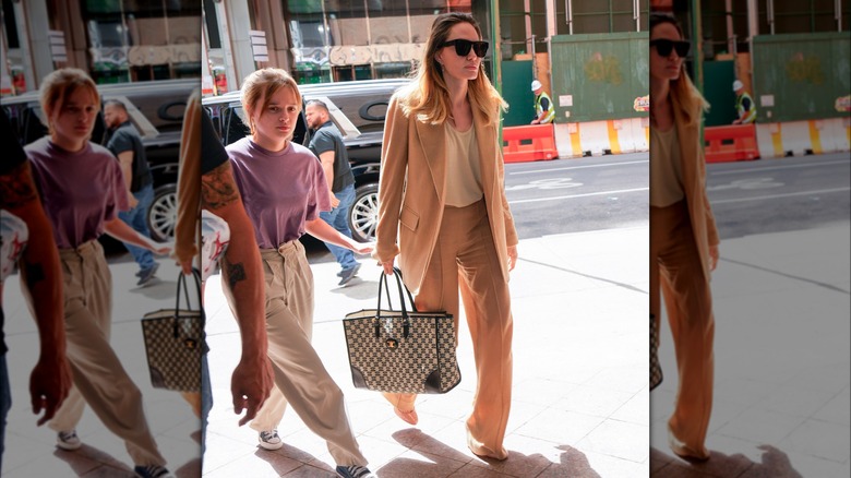 Angelina Jolie in light brown blazer