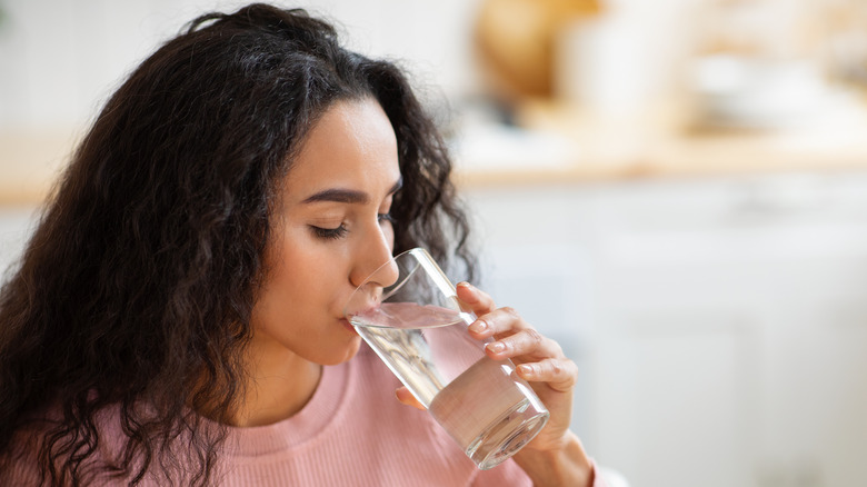 woman drinking water