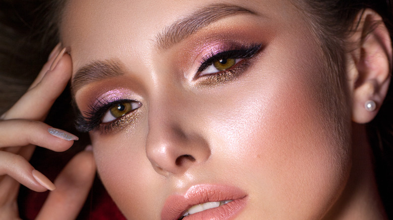 Woman with eyeshadow and eyeliner