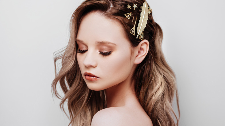 Woman with accessories in hair