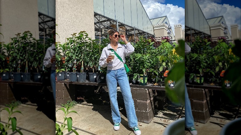 woman wearing platform sneakers