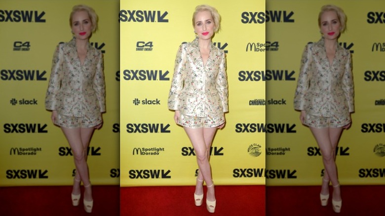 Yellow jacket and shorts with flowers SXSW