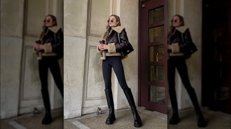 Aviator sunglasses and jacket