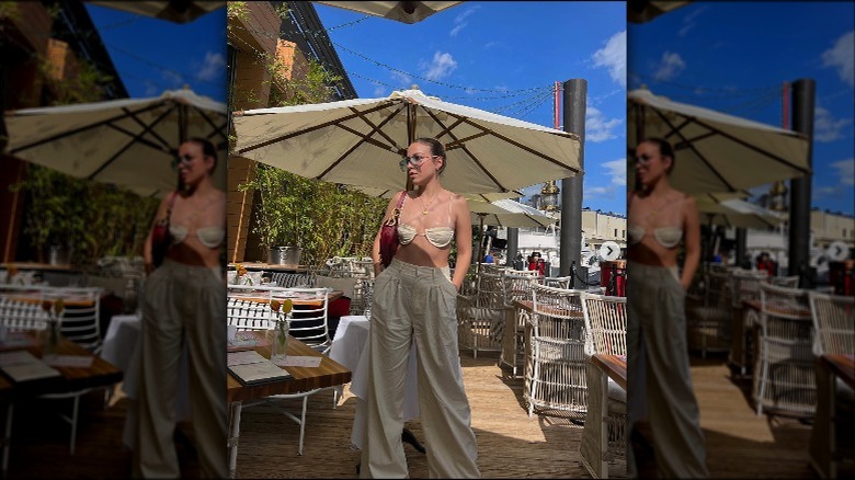 Woman wearing a pajama set