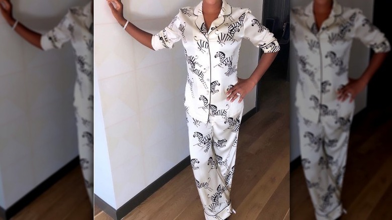 Woman wearing a pajama set