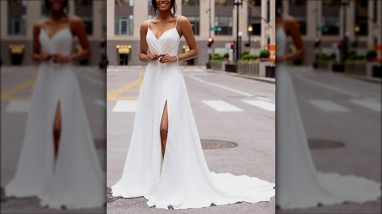 Simple flowing wedding dress