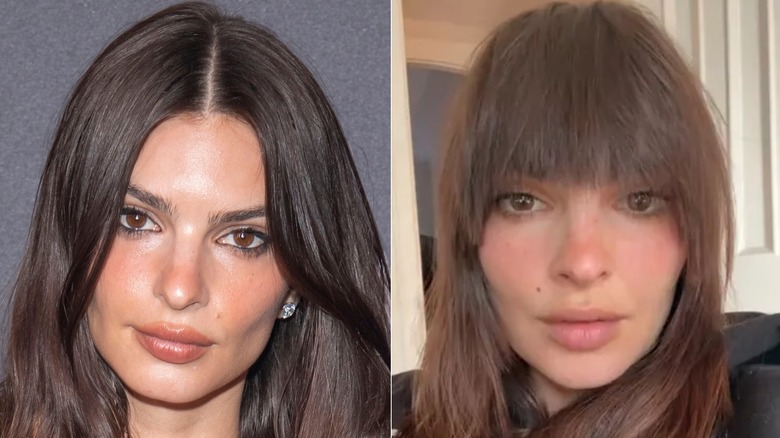 Emily Ratajkowski before and after getting a bad haircut