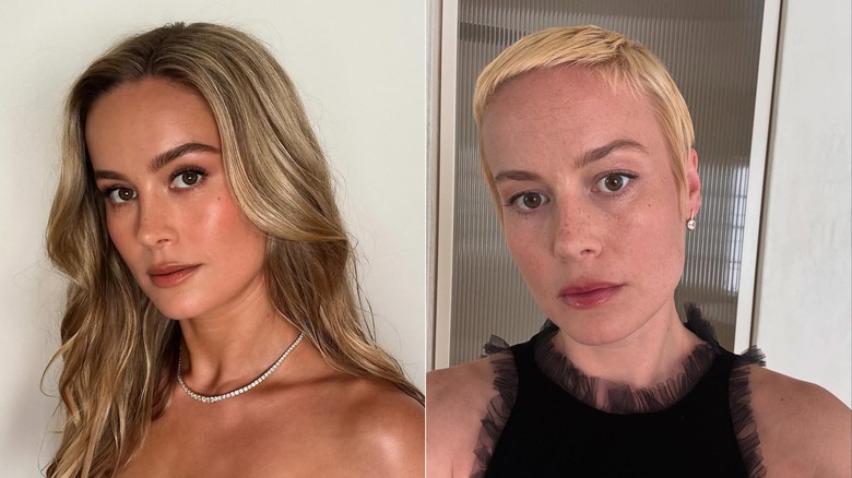 Brie Larson before and after cutting her hair