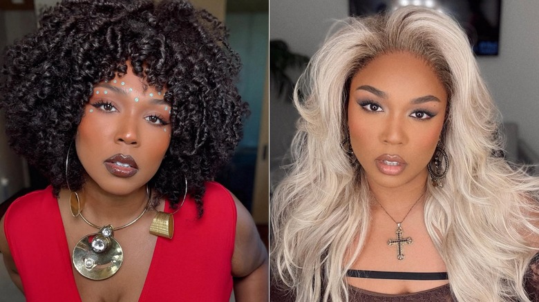 LIzzo before and after getting platinum blonde hair