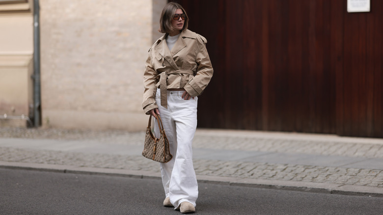 Baggy, slouchy cuffed jeans