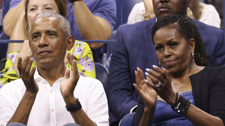 Barack and Michelle Obama in the audience at the 2023 US Open.