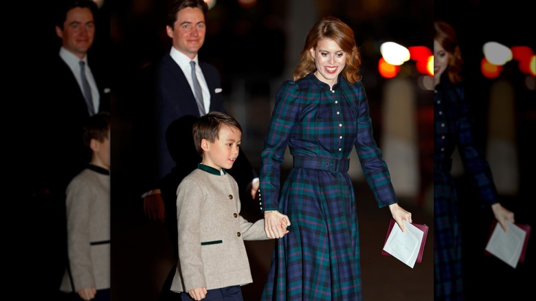Edoardo Mapelli Mozzi, Princess Beatrice, and Wolfie walking