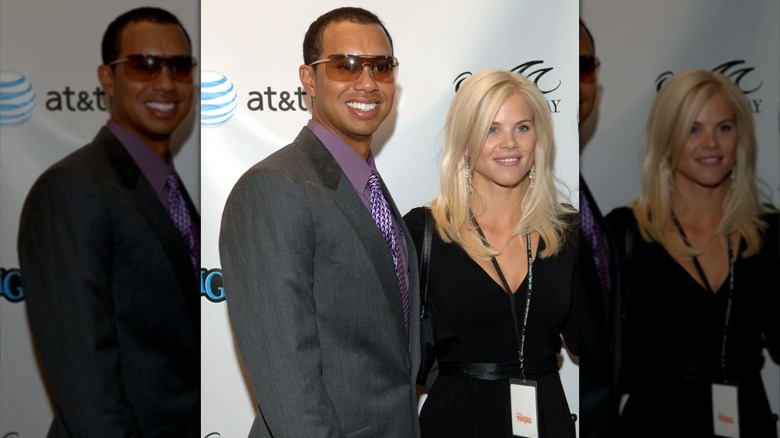 Tiger Woods on the red carpet with Elin Nordegren in 2006.