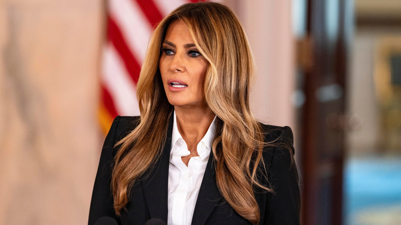 Melania Trump photographed speaking