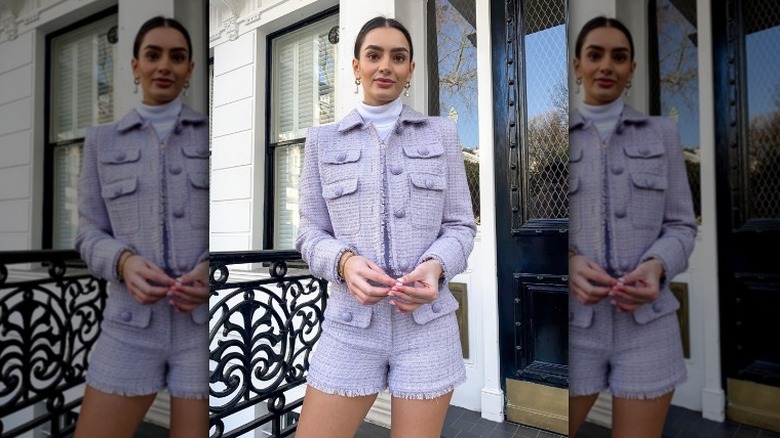 Lilac boucle short suit set 