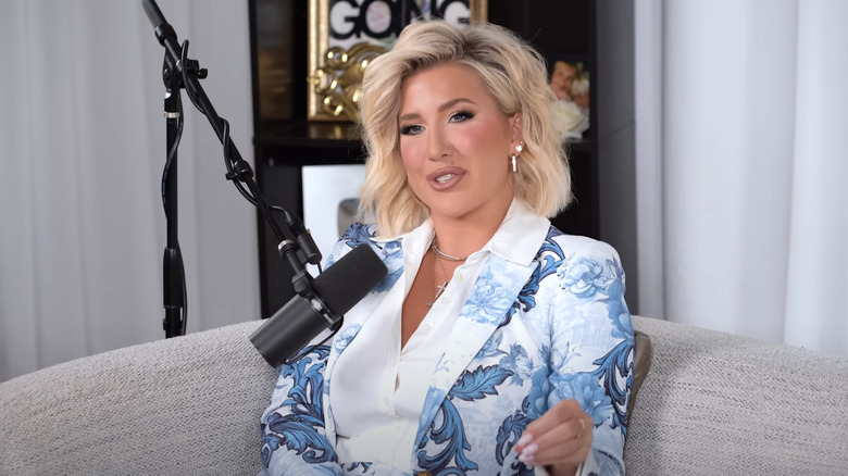 Savannah Chrisley with a bob and printed shirt