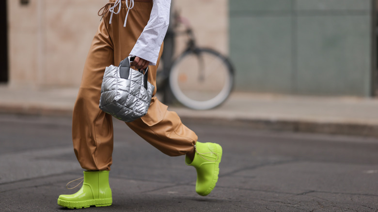 Woman walking in cargo pants