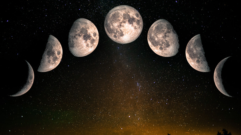 moon phases in night sky