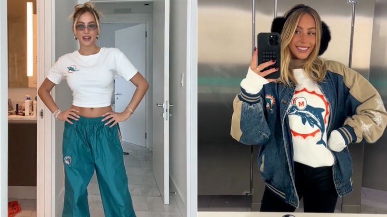 Alix Earle's aithleisure outfits for Miami Dolphins football games