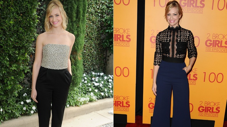 Beth Behrs wearing black outfits in 2015.