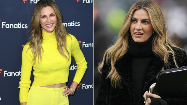 Erin Andrews poses at an event and works the sidelines at a game