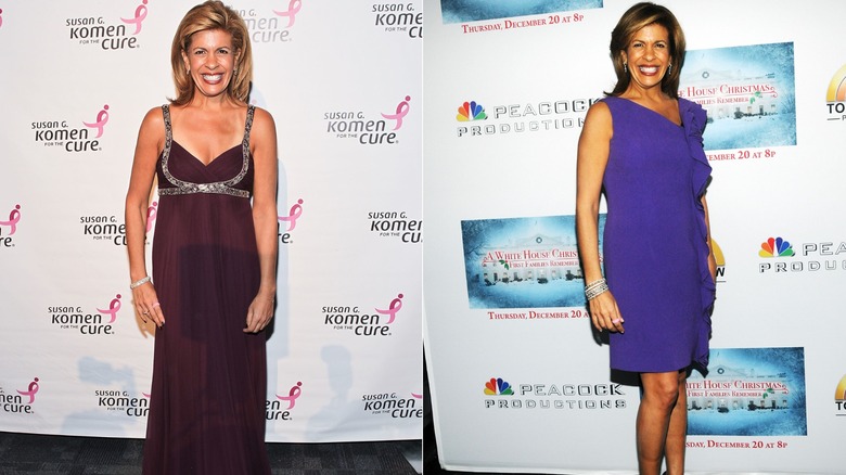 Hoda Kotb in 2011 and 2012 on red carpets.