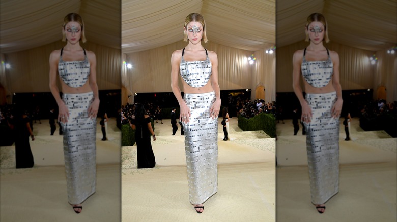 Hunter Schafer at her first Met Gala in a metallic two piece