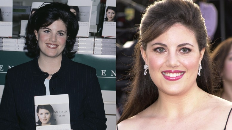 Monica Lewinsky in 1999 holding her book, and in 2001.