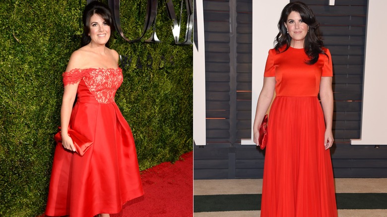 Monica Lewinsky in 2015 in red dresses
