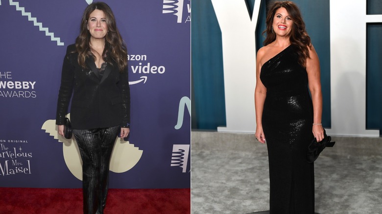 Monica Lewinsky in 2019 and 2020 in sleek black outfits