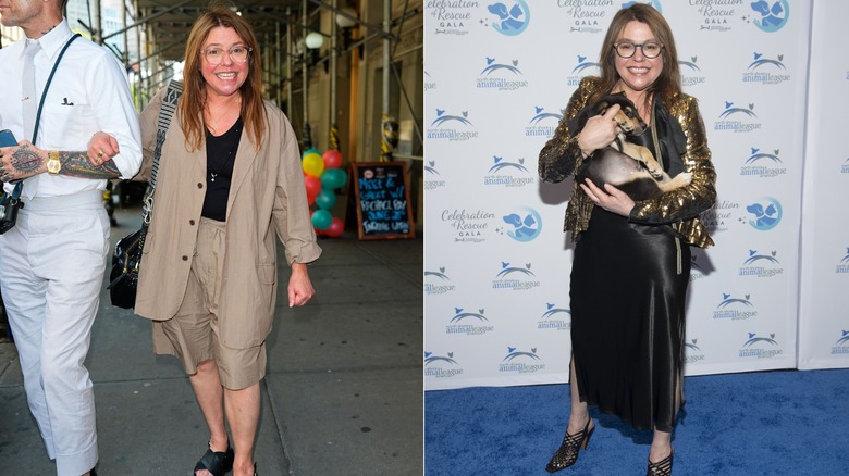 Rachael Ray wearing a beige outfit and a black dress in 2025.