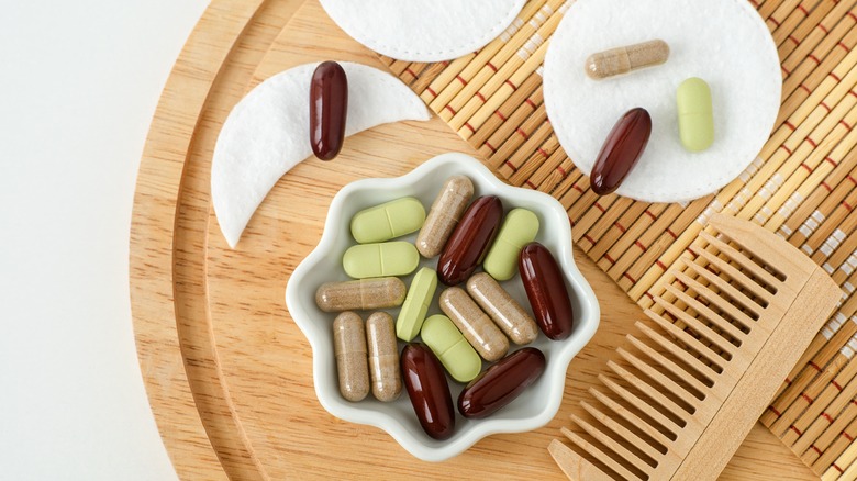 Platter of hair-growth vitamins