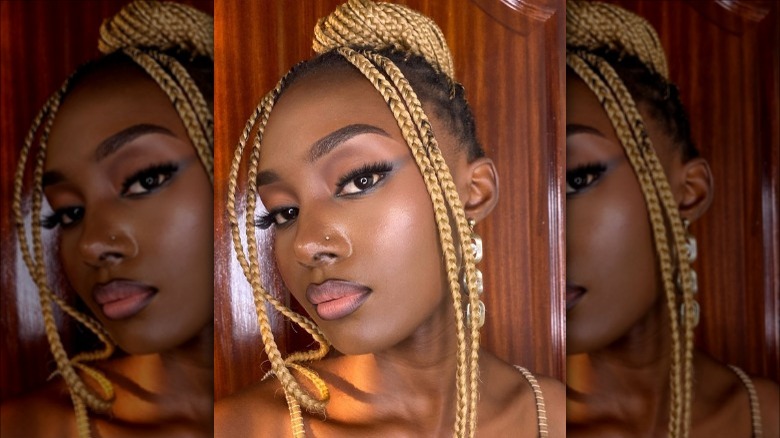 A woman with '90s lipstick