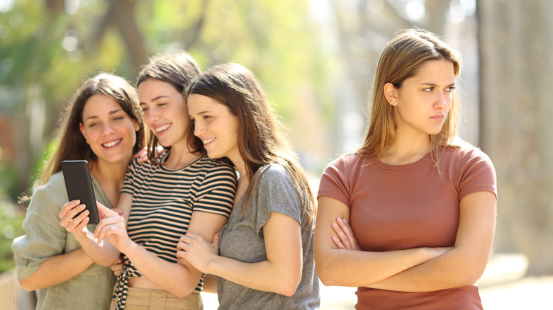 Woman mad at friends 