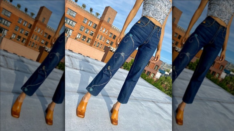 Sparkly swirls on jeans