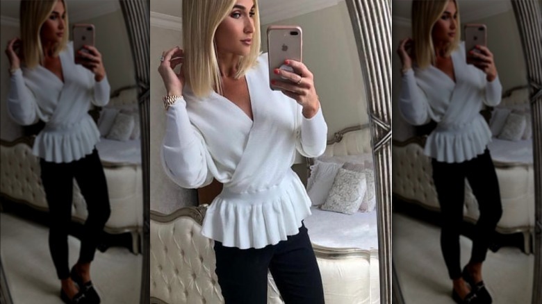 White peplum top black pants