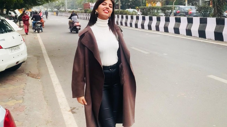 woman in Turtleneck and trenchcoat