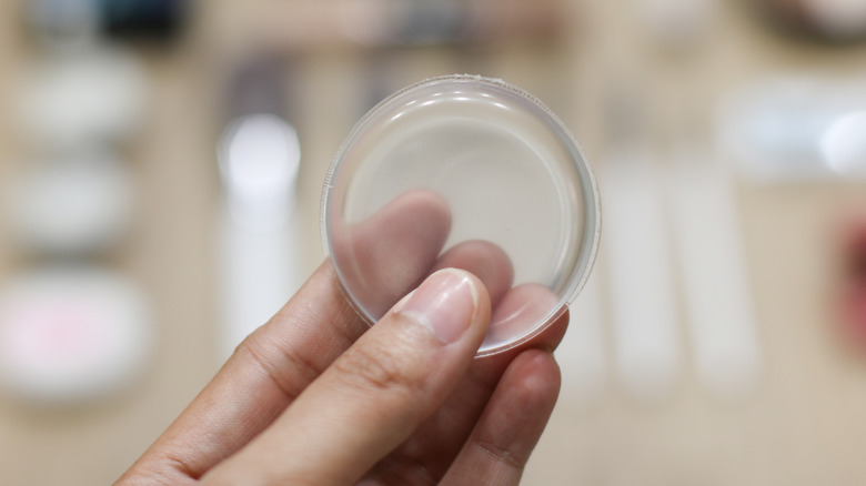 hand holding a silicone sponge
