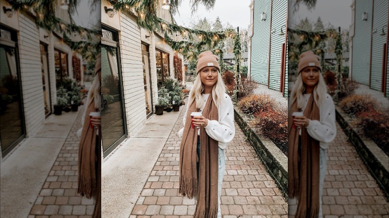 Girl wearing comfy accessories