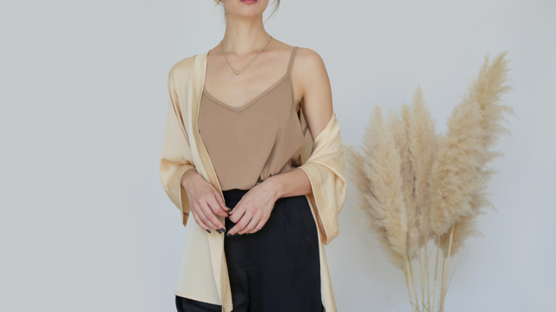 Girl wearing cami and cardigan