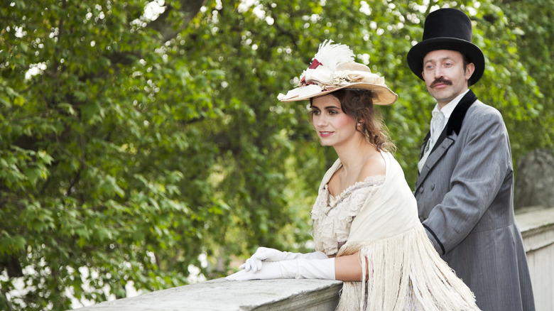 A couple in Victorian dress