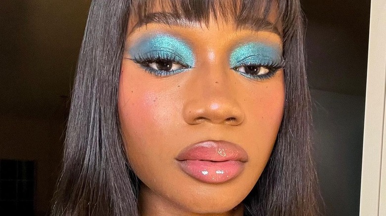 Shiny blue eyeshadow