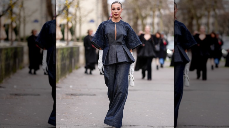 Woman wearing a double-denim outfit