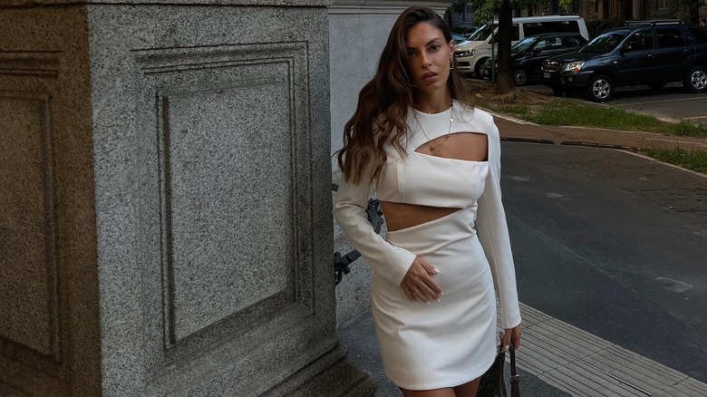 Influencer wears long sleeve cutout dress