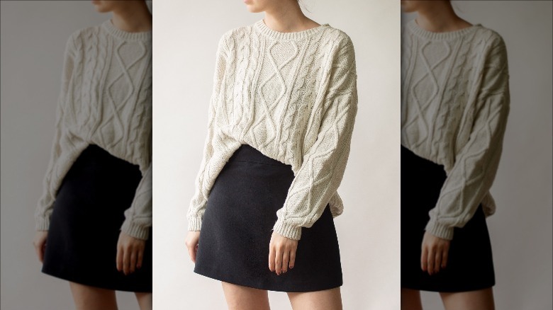 tucked in oversized sweater