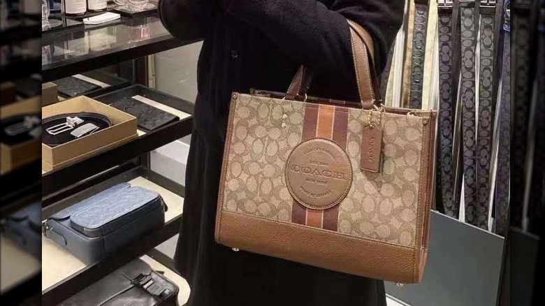 Brown top-handle tote