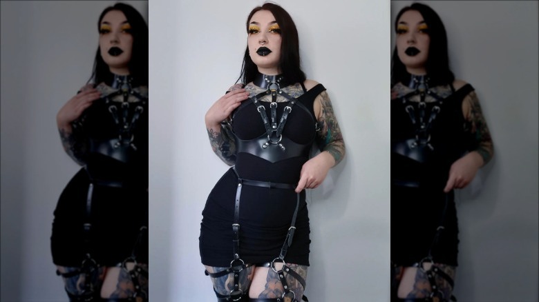 black tank mini dress harness