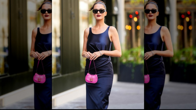 woman in dark red lipstick