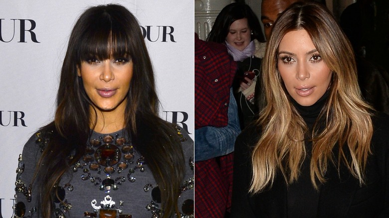 Kim Kardashian with bangs and blond hair