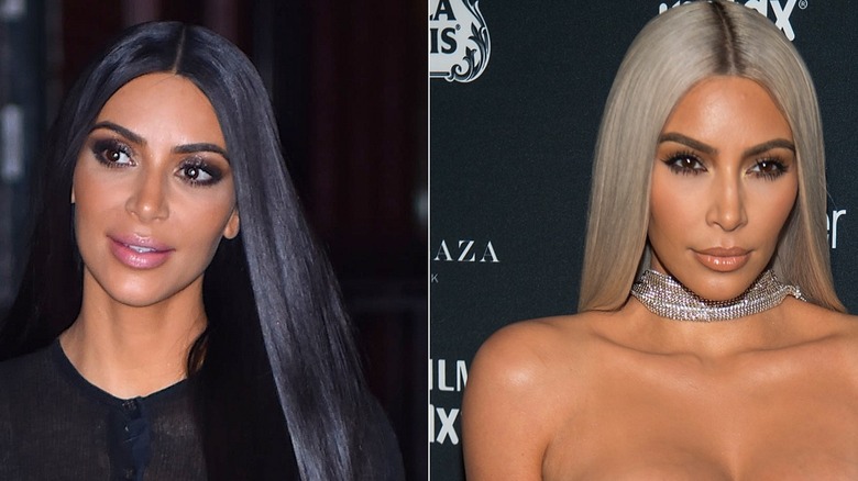 Kim Kardashian with sleek straight hair